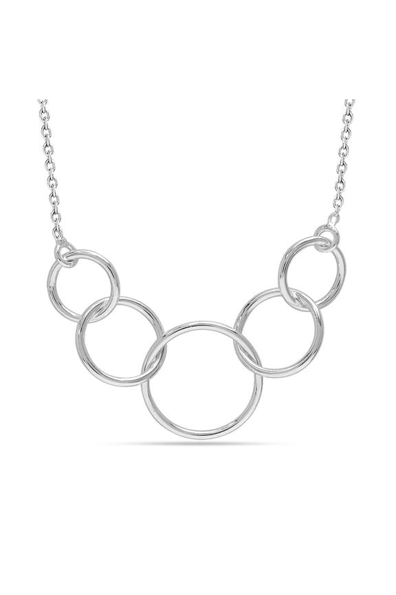 925 Sterling Silver Five Circle Necklace, Interlocking Infinity Circles 50th Birthday Gifts for Women, Five Rings for Five Decades, Jewelry Gift for 50 Year Old Woman 18" Inches