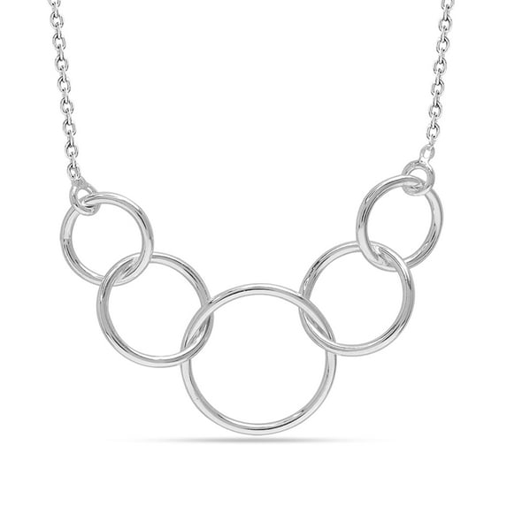 LeCalla 925 Sterling Silver Five Circle Necklace, Interlocking Infinity Circles 50th Birthday Gifts for Women, Five Rings for Five Decades, Jewelry Gift for 50 Year Old Woman 18" Inches