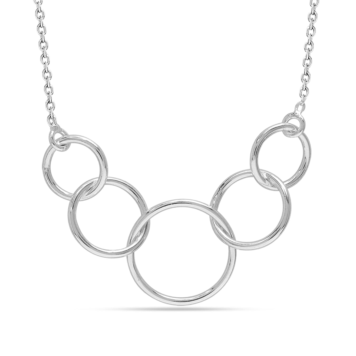 Five Rings Interlocking LeCalla 925 Sterling Silver Five Circle Necklace, Interlocking Infinity ...