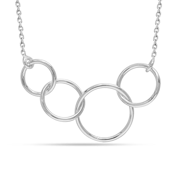 LeCalla 925 Sterling Silver Four Circle Necklace, Interlocking Infinity Circles 40th Birthday Gifts for Women, Four Rings for Four Decades, Gift for 40 Year Old Woman 18" Inches