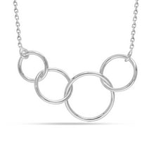 LeCalla 925 Sterling Silver Four Circle Necklace, Interlocking Infinity Circles 40th Birthday Gifts for Women, Gift for 40 Year Old Woman Birthday - Gifts for Mothers Day