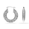 thumbnail image 1 of LeCalla 925 Sterling Silver Greek Wall Cut-Out Pattern Click-Top Light-Weight Hoop Earrings for Women and Teen 25MM, 1 of 7