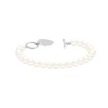 LeCalla 925 Sterling Silver Heart Charm Disc Pearl Bracelet for Women 7.5 Inches - Mothers Day Gifts