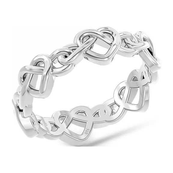 LeCalla 925 Sterling Silver Hypoallergenic Heart Knot Rings for Women (Size - 6)