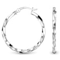thumbnail image 1 of LeCalla Sterling Silver Hoop Earrings, Anti-Tarnish, 925 Silver, 30MM, with Authentication Certificate, 1 of 7