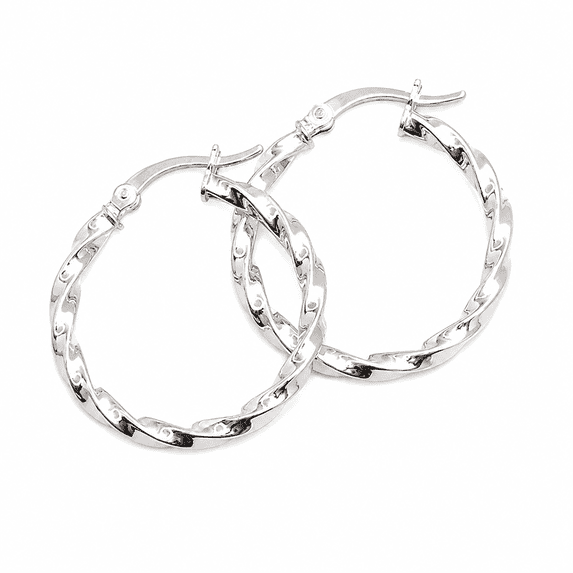 LeCalla 925 Sterling Silver Hoop Earrings High-Polished Twisted Round Click-Top Hoop Earrings for Women and Teen 30MM