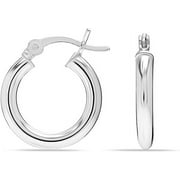 LeCalla 925 Sterling Silver Hoop Earrings Italian 2.5MM Thick Round Classic Click-Top SMALL Hoops Earring for Women and Teen Girls 20MM