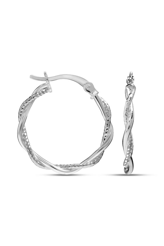 925 Sterling Silver Hoop Earrings | Twisted Rope Hoops Earrings for Women Teen 20MM