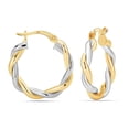 thumbnail image 1 of LeCalla 925 Sterling Silver Two-Tone Twisted Click-Top Hoop Earrings, 1 of 6