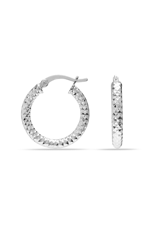 925 Sterling Silver Hoop Earrings for Women Diamond-Cut Classic Italian Design Earring Hoops for Women 25MM