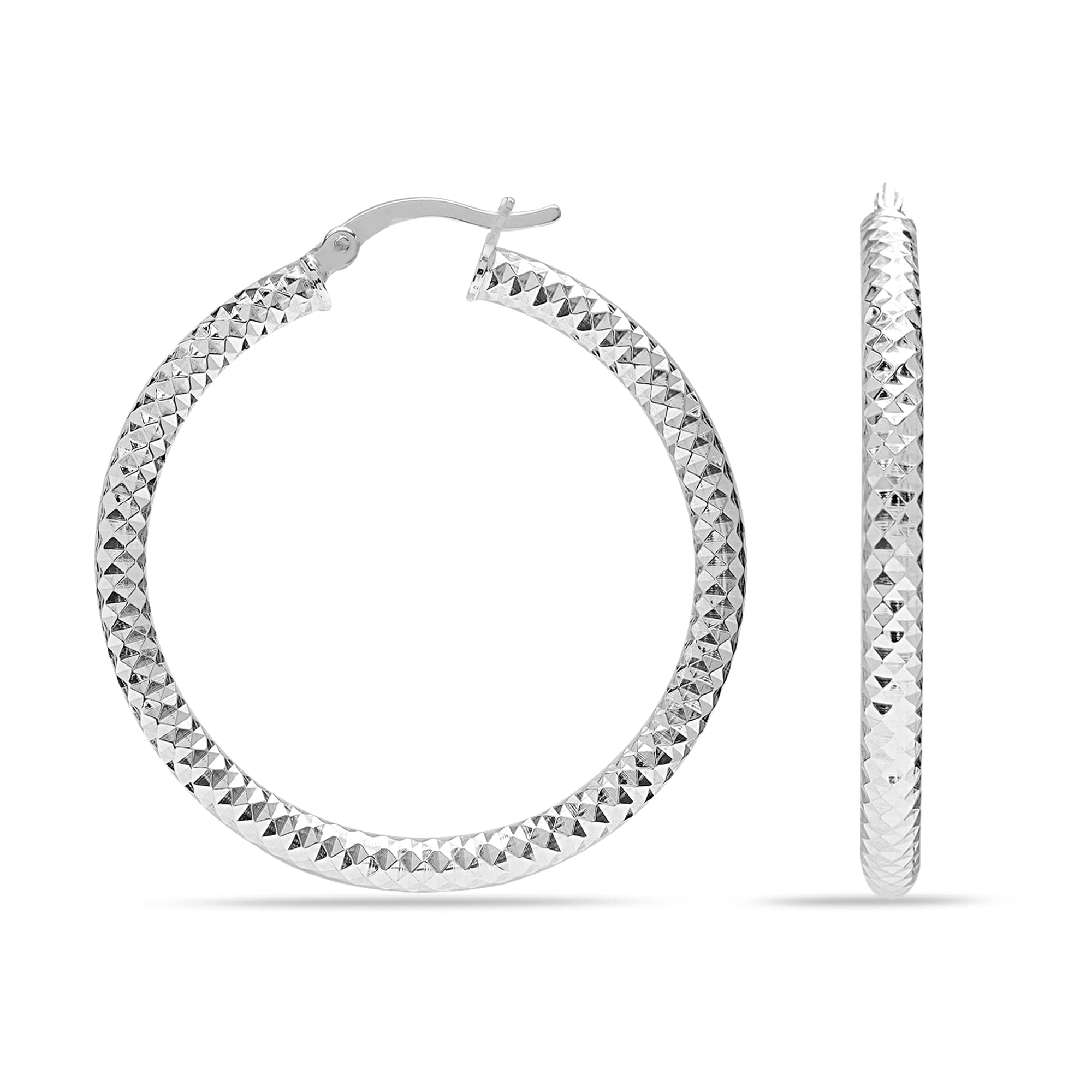 LeCalla 18K Vergoldete 925 Sterling Silber Ohrringe – Klobige Reifen, Rund, Zwei Ton, Für Frauen & Teenager