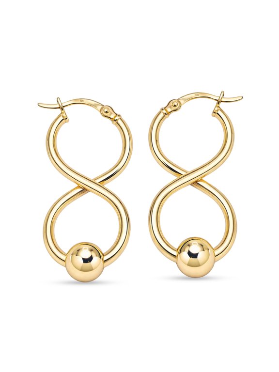 925 Sterling Silver Hoop Earrings for Women | Gold-Plated Twisted Beaded Ball Earrings