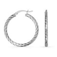 thumbnail image 1 of LeCalla 925 Sterling Silver Hoop Earrings for Women Hypoallergenic Diamond Cut Earring Hoops for Women 40MM, 1 of 6