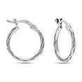 thumbnail image 1 of LeCalla 925 Sterling Silver Hoop Earrings for Women | Small Classic Diamond-Cut Textured Hoops Earring | Womens Click-Top Earring Hoop 20MM, 1 of 7