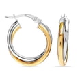 thumbnail image 1 of LeCalla 925 Sterling Silver Hoop Earrings for Women | Two-Tone Intertwined Chunky Earring Hoops, 1 of 7