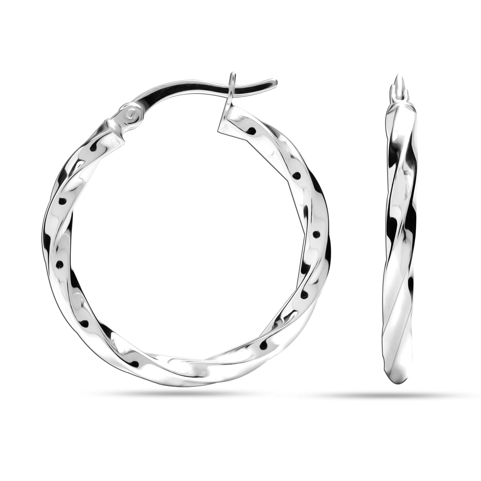 3mm x 15mm Round Click Hoop Earrings main image 0