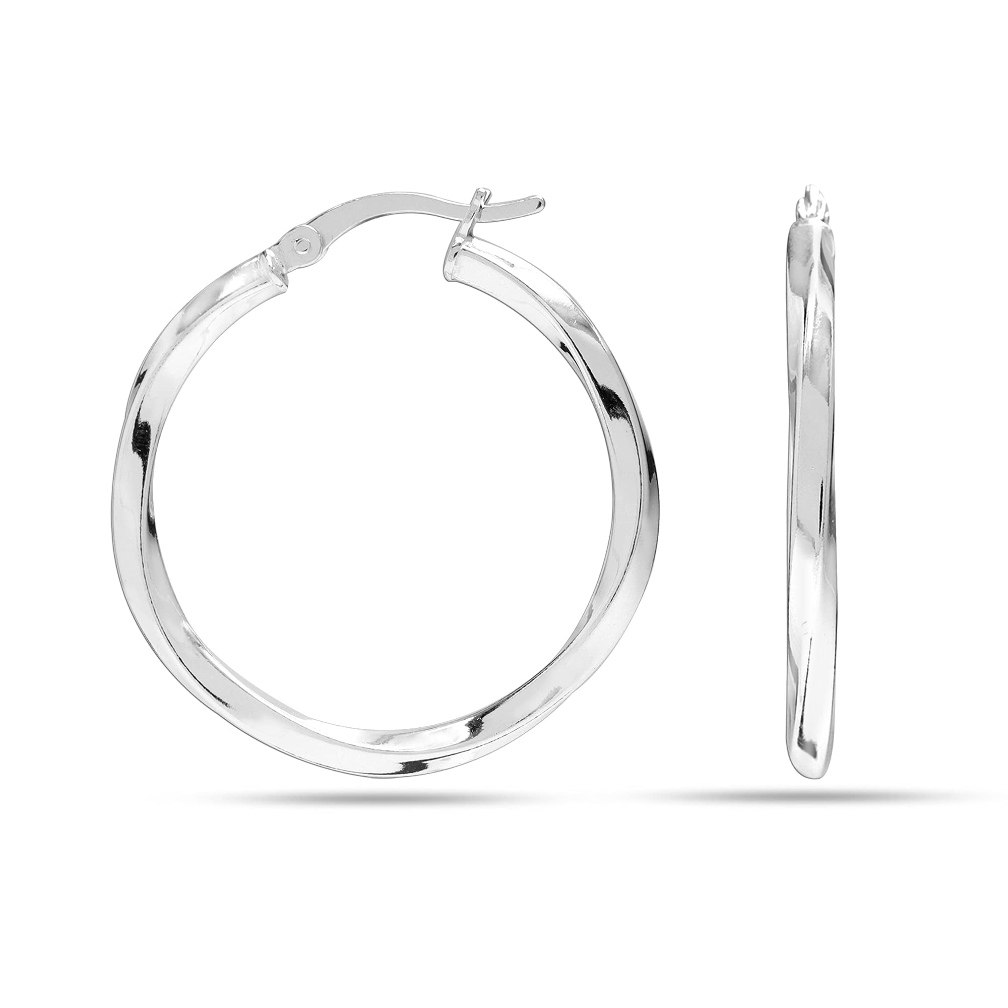 LeCalla 925 Sterling Silver Hoops Earring HighPolished Twisted Round