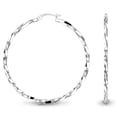 thumbnail image 1 of LeCalla Sterling Silver ANTI-TARNISH Twisted Round Click-Top Hoop Earrings for Women 50MM, 1 of 8