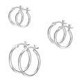 thumbnail image 1 of LeCalla 925 Sterling Silver Hypoallergenic Classic SET of 3 Pairs Light-Weight Click-Top Hoop Earrings Jewelry Gifts for Women and Teen (12mm, 15mm, 20mm), 1 of 8