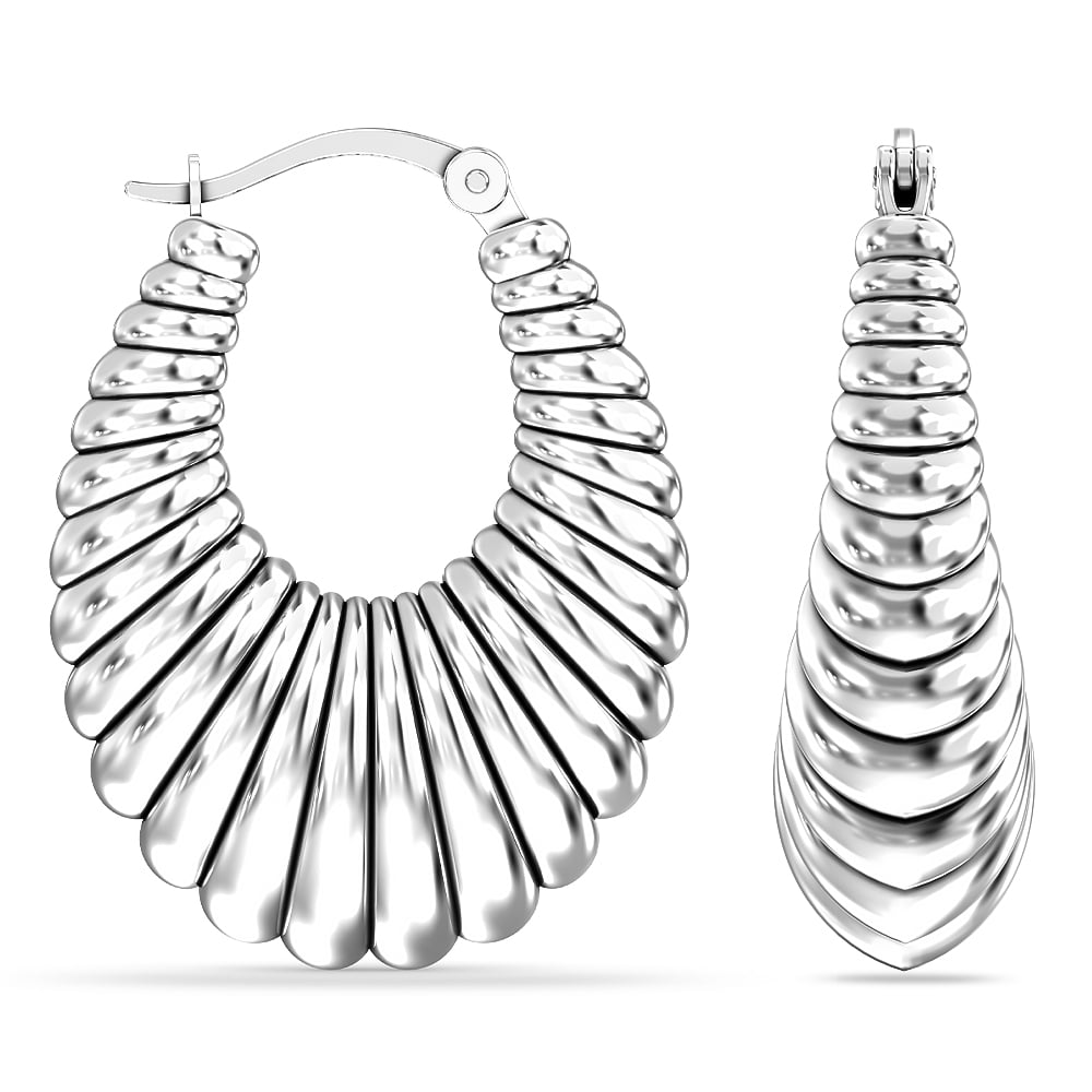 LeCalla 925 Sterling Silver Hypoallergenic Click-Top Shrimp Hoop Earrings Jewelry Gifts for Women and Teen 25MM