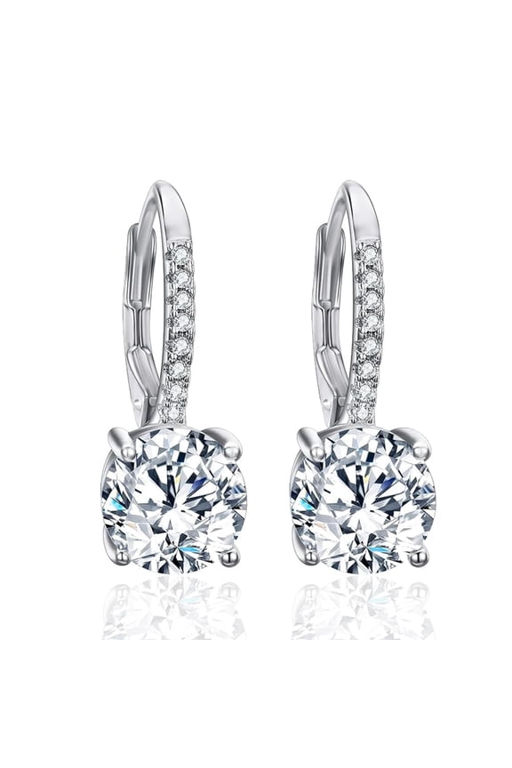 925 Sterling Silver Hypoallergenic Cubic Zirconia Lever Back Drop Dangle Earrings Jewelry for Mother Women and Teen 25MM