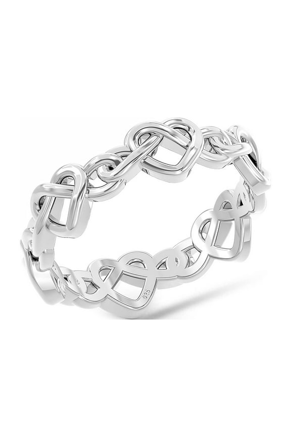925 Sterling Silver Hypoallergenic Heart Knot Rings for Women (Size - 5)
