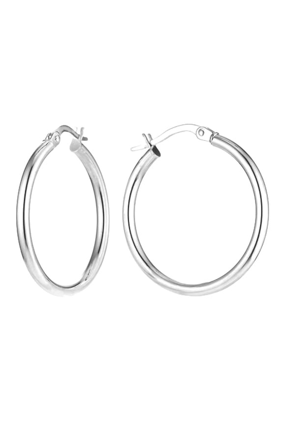 Classic Elegant Polished 925 Sterling Silver Hypoallergenic Hoop Earrings 30MM