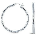 thumbnail image 1 of LeCalla 925 Sterling Silver Hypoallergenic Hoop Earrings, 2.5MM Thick, 30MM Italian Click Top Diamond-Cut, 1 of 9