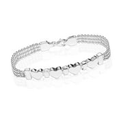 LeCalla 925 Sterling Silver Hypoallergenic Italian Multi Heart Beaded Bracelet Jewelry Gifts for Her Love Mother Women and Teen Girls 7" Inch