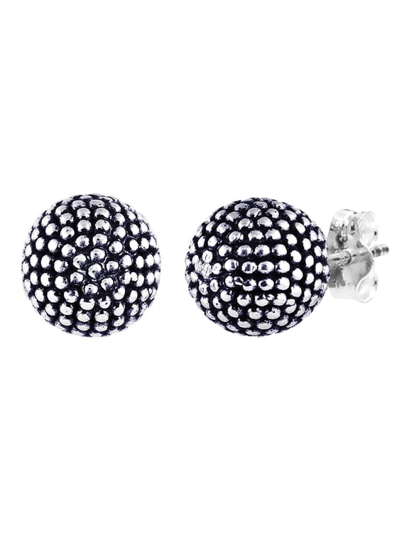 925 Sterling Silver Hypoallergenic Light-Weight Antique Small Ball Post Stud Earrings Gifts for Friends Women and Teen 11MM