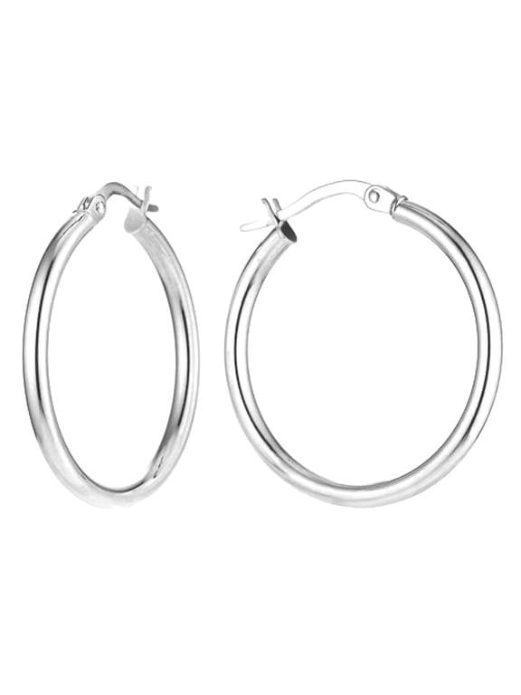 Hypoallergenic Lightweight 40MM Italian Sterling Silver Hoop Earrings for Women