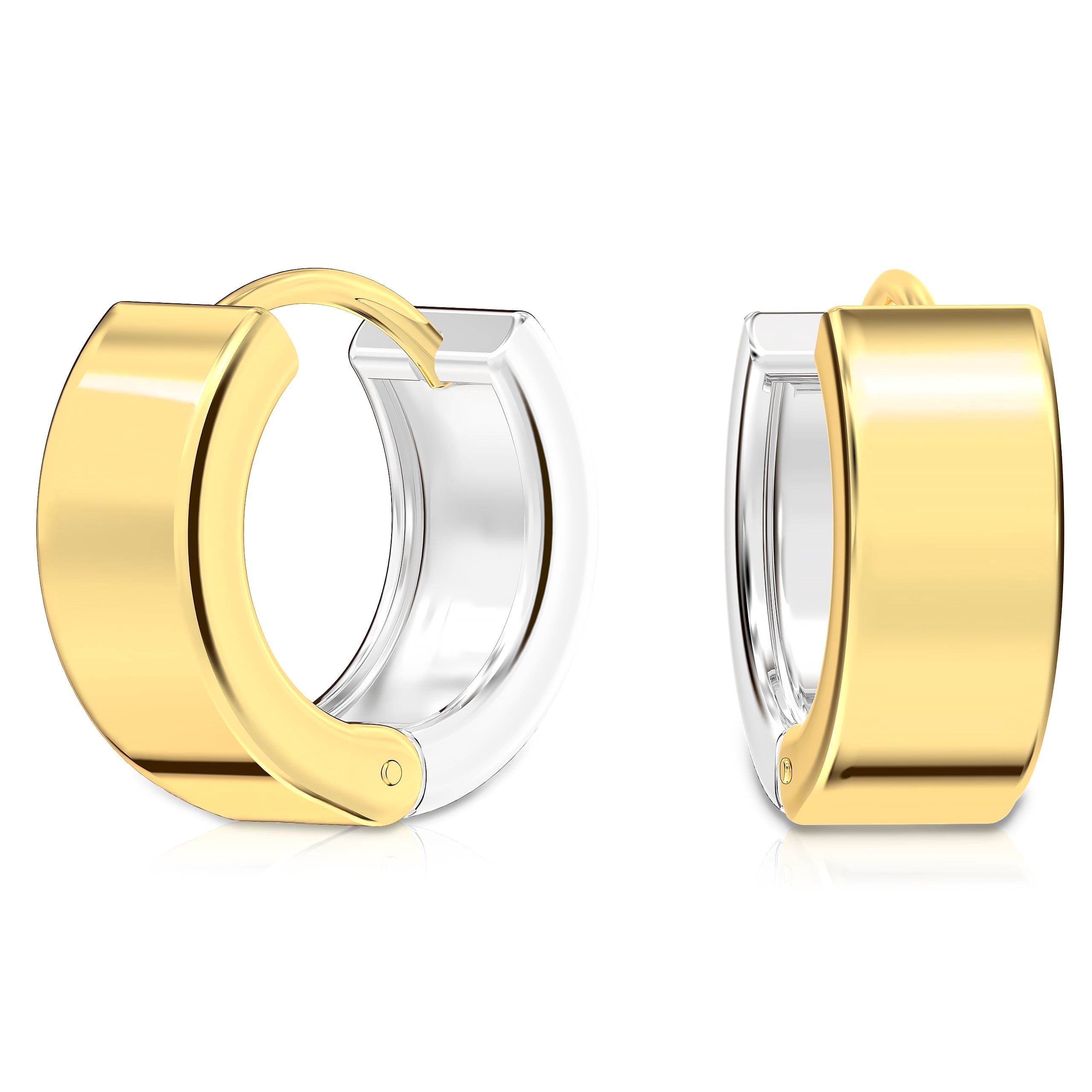 LeCalla 925 Sterling Silver Hypoallergenic Small Reversible Huggies Hoop Earrings for Women 11 MM