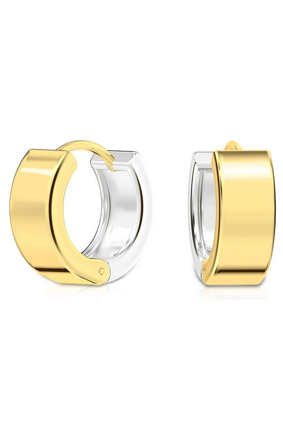 925 Sterling Silver Hypoallergenic Small Reversible Huggies Hoop Earrings for Women 11 MM