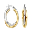 thumbnail image 1 of LeCalla 925 Sterling Silver Hypoallergenic Two-Tone Intertwining Oval Shape Click-Top Hoop Earrings for Women and Teen 35MM, 1 of 7
