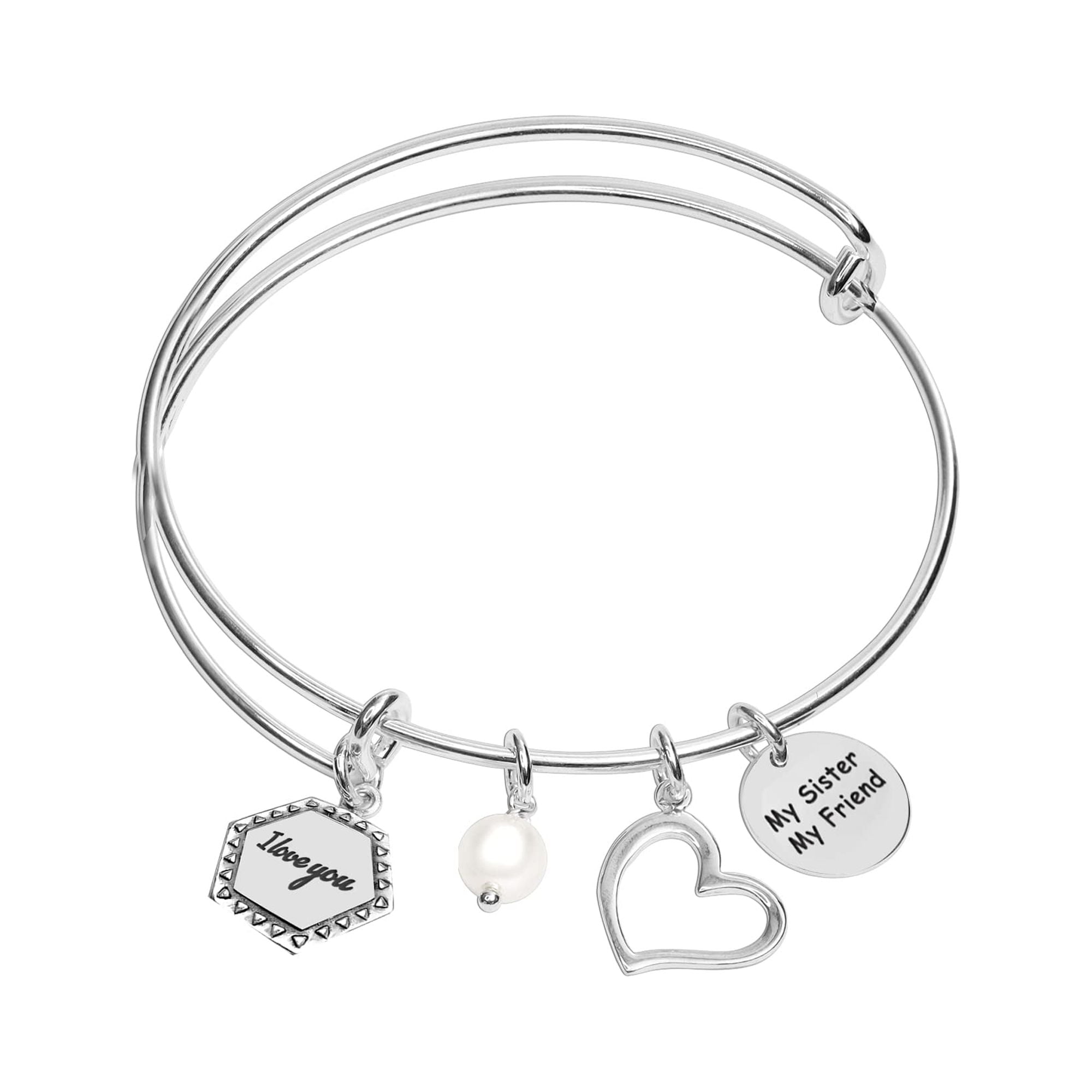 You Are Loved Yaya Jewelry Blessed Expandable Charm Bracelet Silver Adjustable Bangle One Size Fits All Gift Bling Crystal Heart