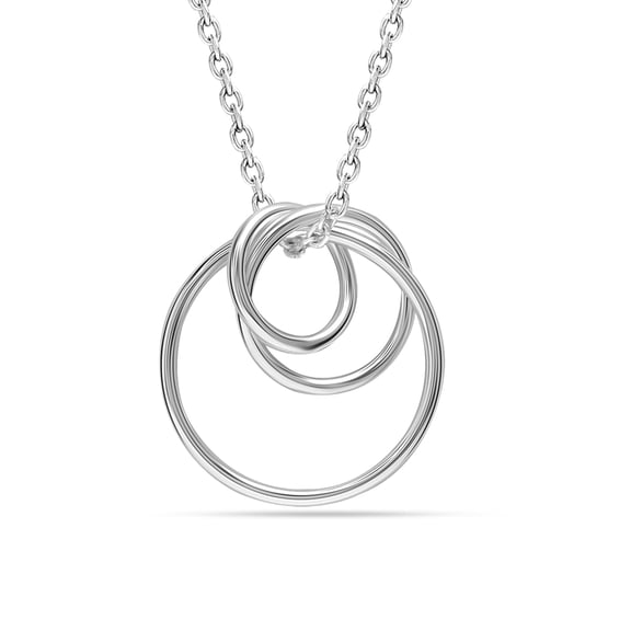 LeCalla 925 Sterling Silver Interlocking Rings Pendant Necklace for Women Adjustable Multi Circle Drop Statement Necklace Cable Chain Necklace with Lobster Claw Clasp 18" Inches