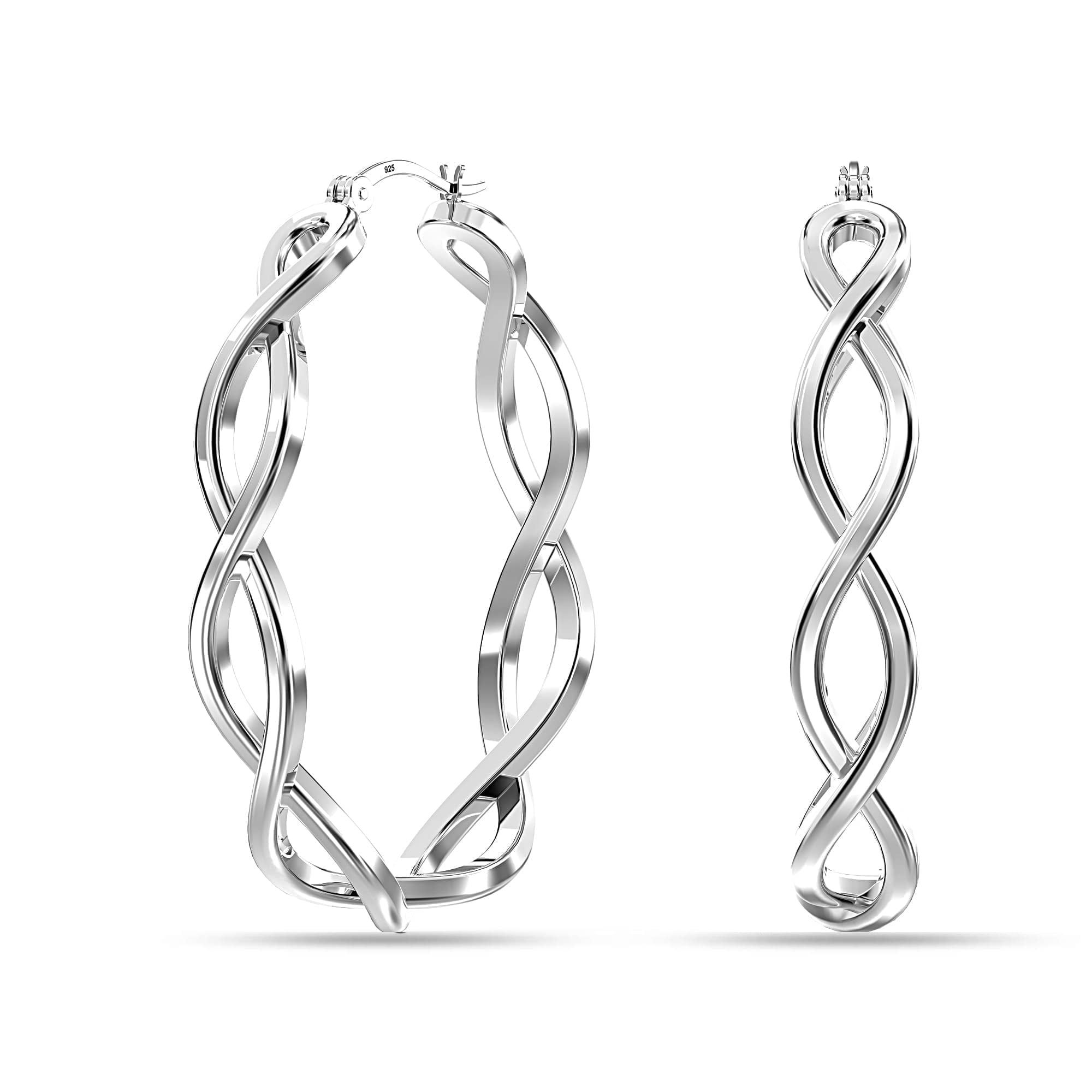 LeCalla 925 Sterling Silver Irish Celtic Knot Twisted Hypoallergenic Click Top Hoop Earrings for Women and Teen 30MM