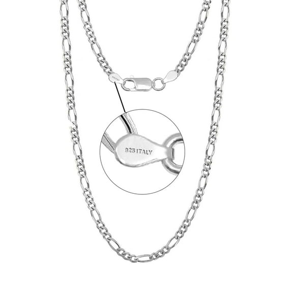 LeCalla 925 Sterling Silver Chain Necklace for Women and Teen, Lightweight 3.5MM Italian Figaro Chain Necklace with Lobster Clasp 18" Inch Jewelry Gifts for Her