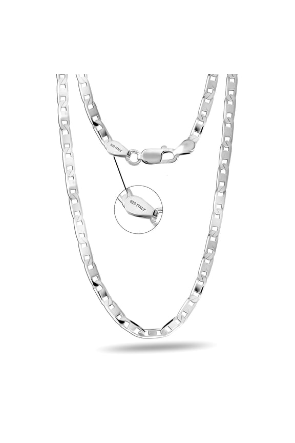 925 Sterling Silver Chain Necklace for Women and Teen, 3MM Italian Mariner Link Chain Necklace 16" Inch Jewelry Gifts for Her