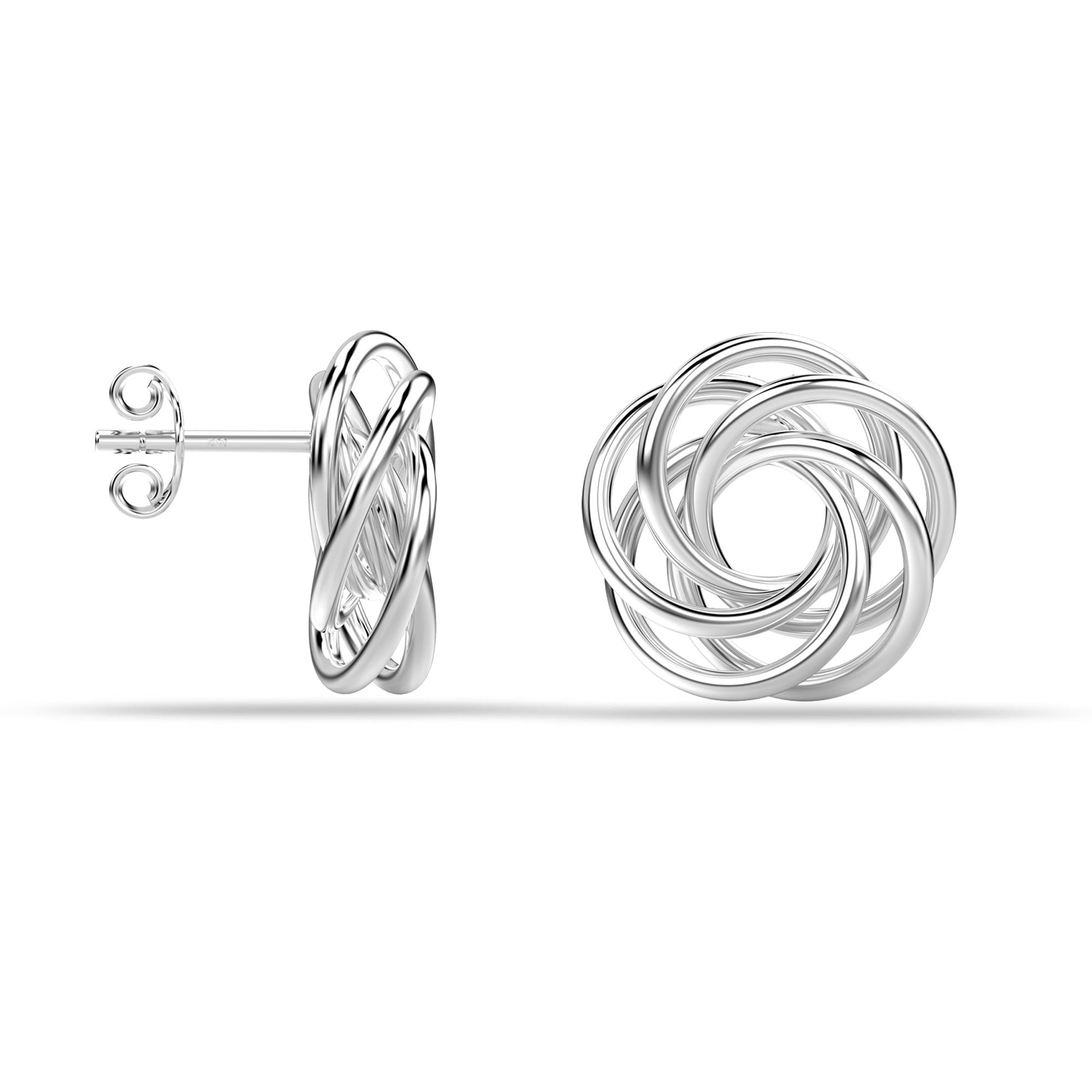 LeCalla 925 Sterling Silver Italian Design Hypoallergenic Love Knot Stud Earrings Jewelry Gifts for Friends Women and Teen 14MM