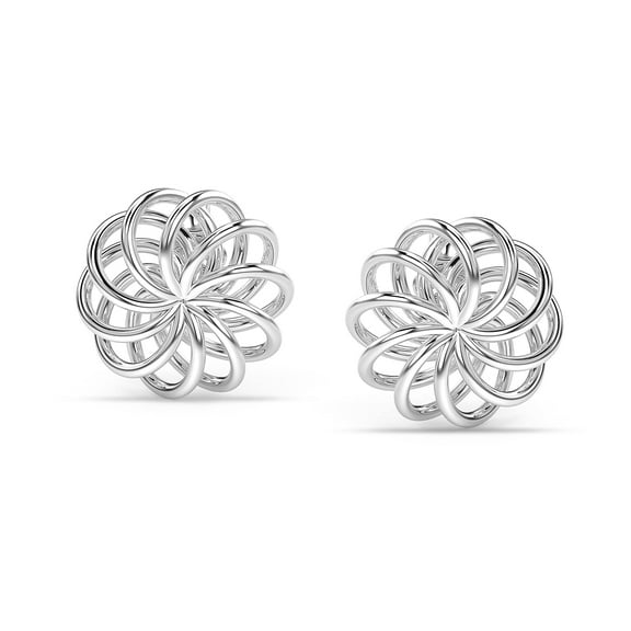 LeCalla 925 Sterling Silver Italian Openwork Swirl Stud Earrings for Women and Teen 12MM