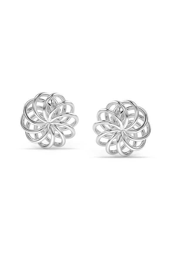 925 Sterling Silver Italian Openwork Swirl Stud Earrings for Women and Teen 12MM