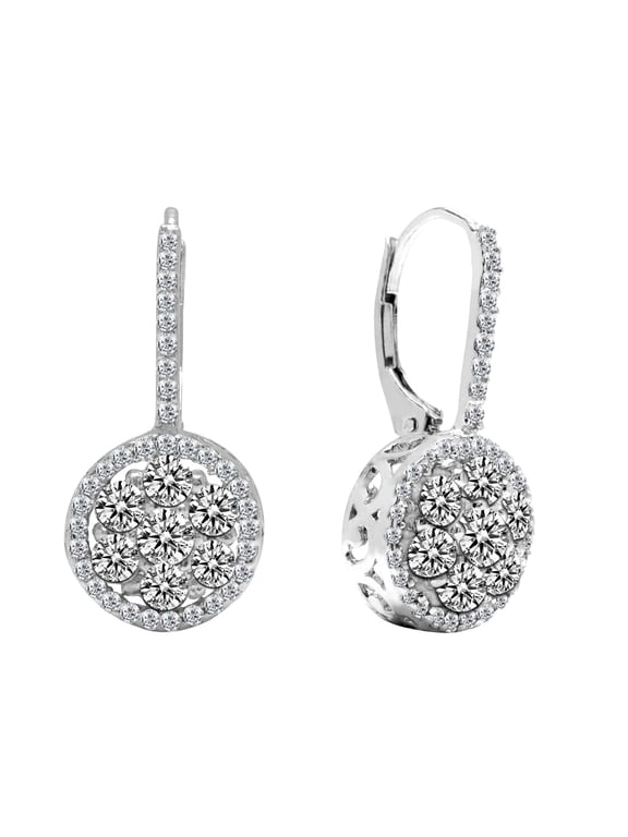 925 Sterling Silver Jewelry CZ Cubic Zirconia Earring for Women and Teen 25MM
