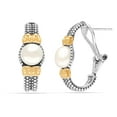 thumbnail image 1 of LeCalla 925 Sterling Silver Jewelry Caviar Bead Two-Tone Pearl Omega Back Earrings for Women and Teen 25MM, 1 of 8