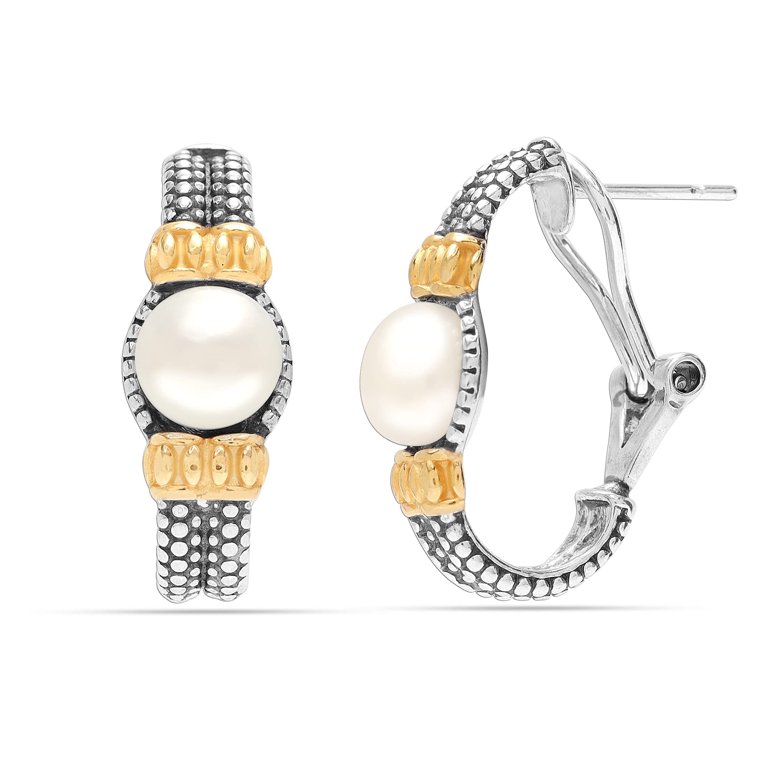 LeCalla 925 Sterling Silver Jewelry Caviar Bead Two-Tone Pearl