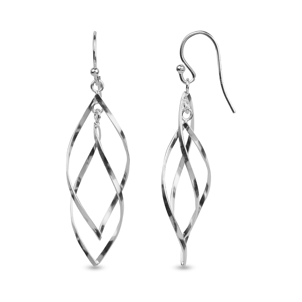LeCalla 925 Sterling Silver Drop Earring for Women French Wire Linear Drop Dangle Earrings 40MM