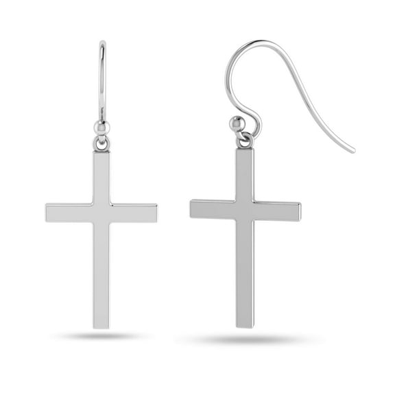 LeCalla 925 Sterling Silver Jewelry Cross Shaped Drop Dangler Earrings for Women and Teen 38MM