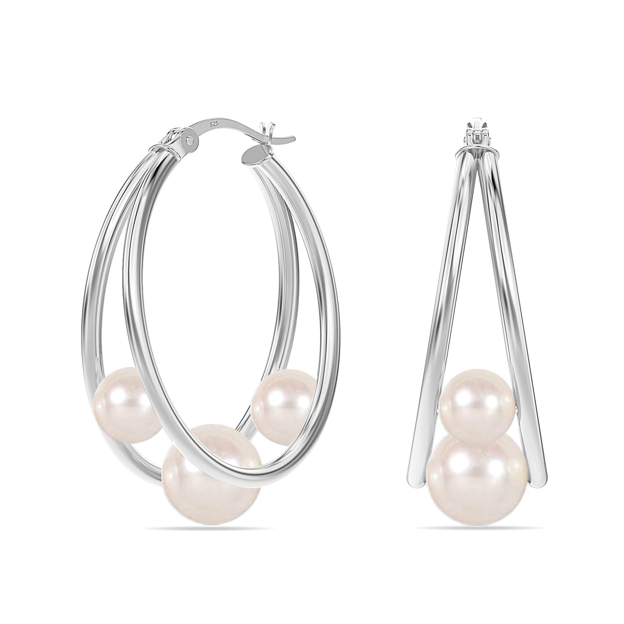 LeCalla Orecchini A Cerchio In Argento 925 Con Intreccio Ovale Lucido – 20mm, Ipoallergenici