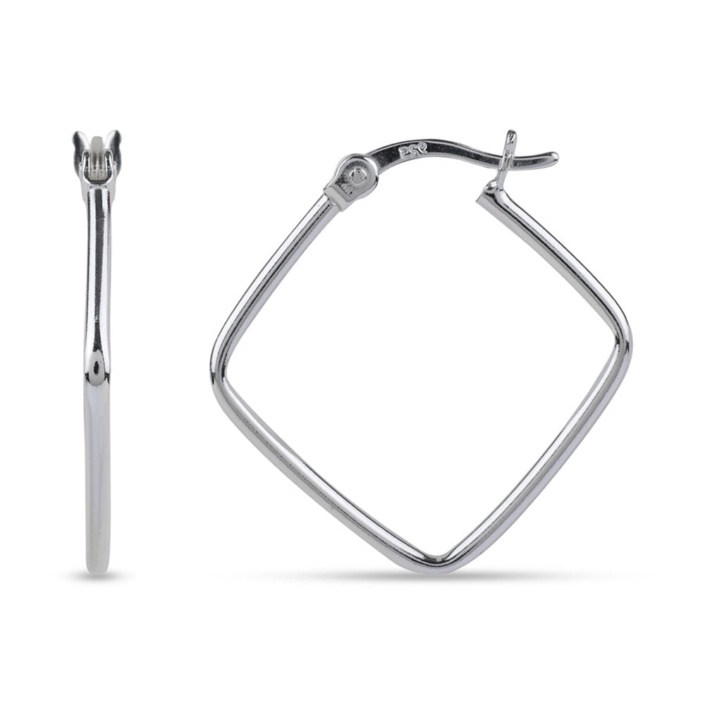LeCalla 925 Sterling Silver Jewelry Geometric Dainty Click-Top Hoop Earrings for Women 22MM