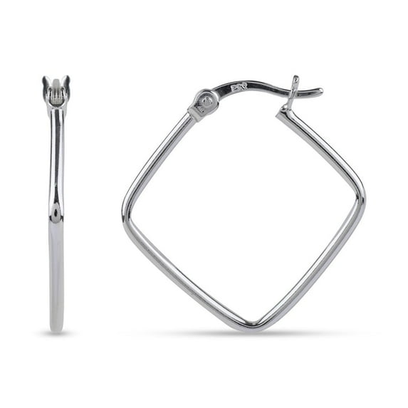LeCalla 925 Sterling Silver Jewelry Geometric Dainty Click-Top Hoop Earrings for Women 22MM